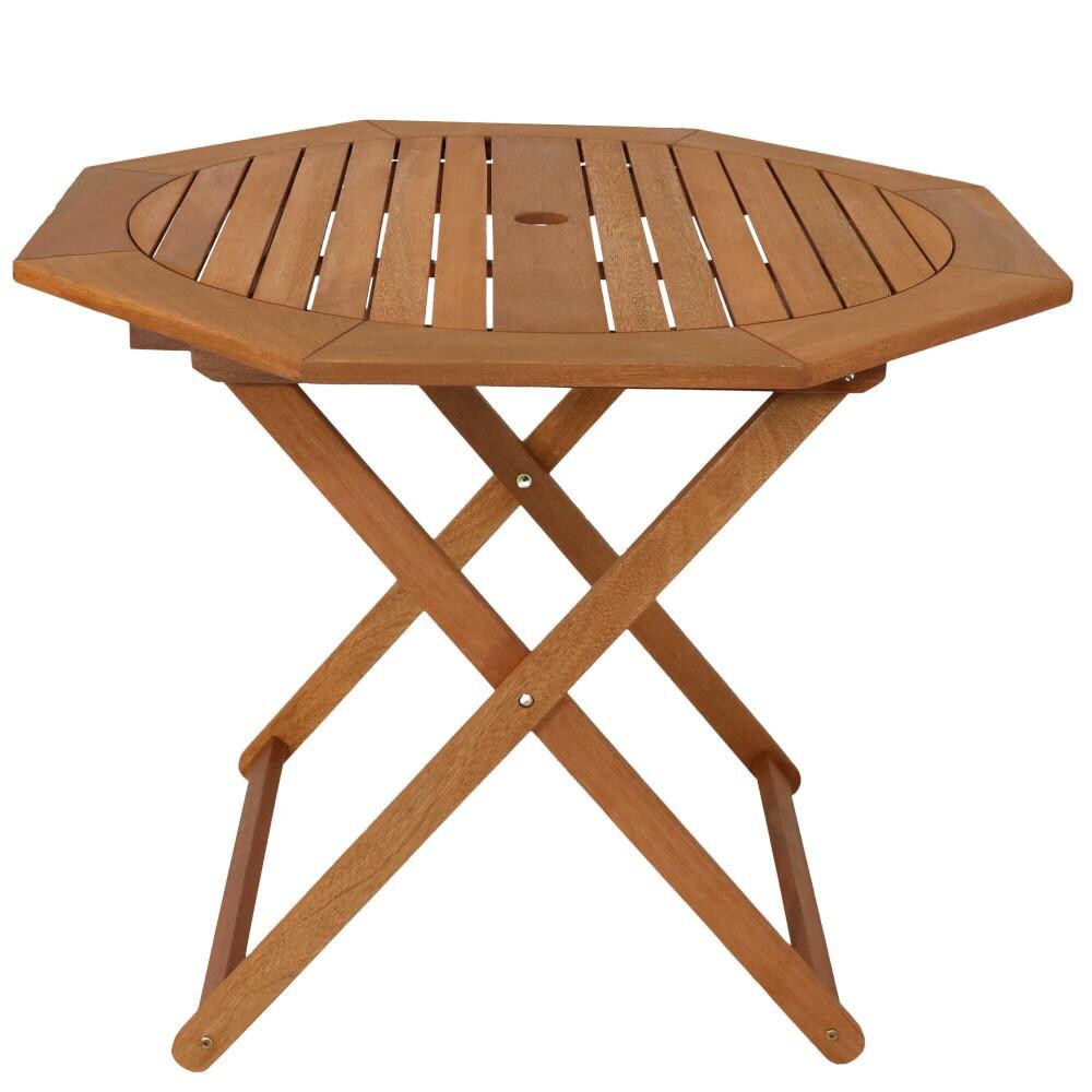 Ultimate Patio Meranti Wood Octagon Outdoor Folding Patio Table