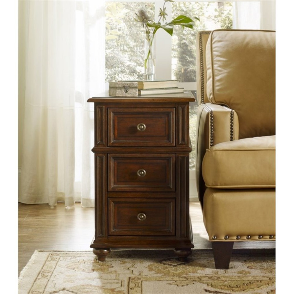 Home Square Three Drawers Wood End Table in Mahogany   Set of 2   Traditional   Side Tables And End Tables   by Homesquare  Houzz