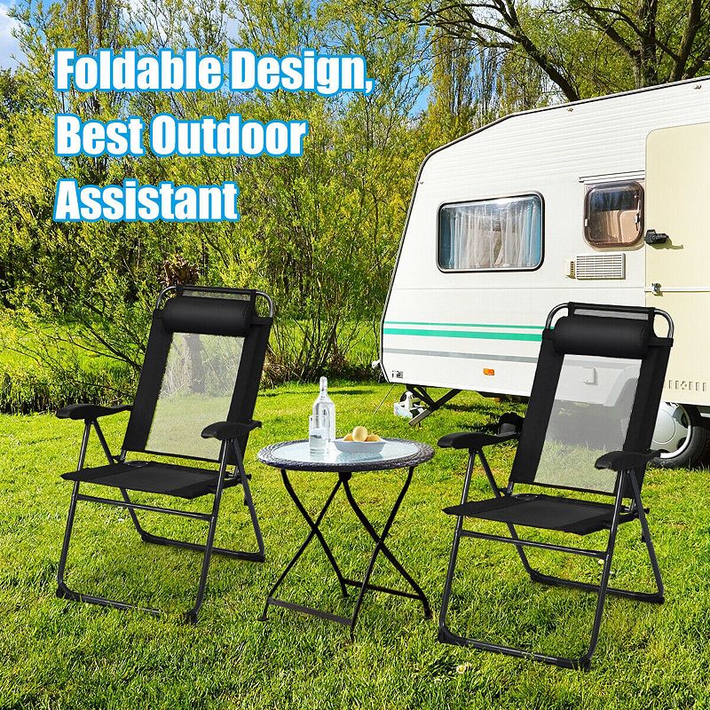 4 Pieces Patio Garden Adjustable Reclining Folding Chairs with Headrest