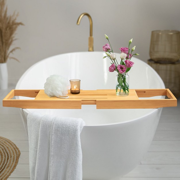 Royal Craft Wood Bamboo Adjustable Bathtub Caddy Tray