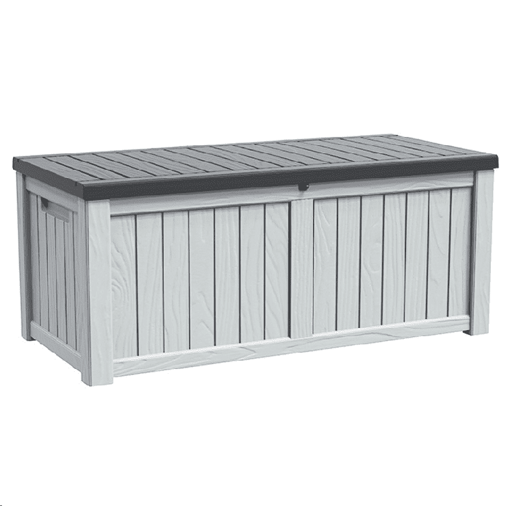 YITAHOME Deck Box: 120 Gallon Patio Large Storage Cabinet Large Resin Patio Storage for Outdoor Pillows, Garden Tools and Pool Supplies, Waterproof, Lockable | WhiteGray