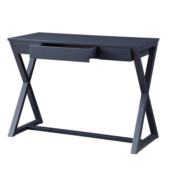 Nalo Console Table in Black Finish with Rectangular Table Top and X Shape Wooden Base for Entryway， Living Room