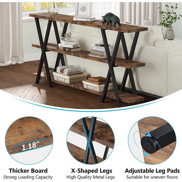 70.9 Inch 3 Tier Extra Long Console Table with Storage for Entryway Living Room