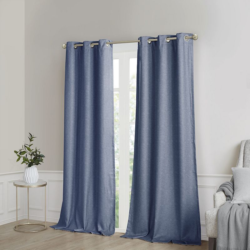 SunSmart 2-pack Leighton Tonal Printed Faux Silk 100% Blackout Window Curtain Set