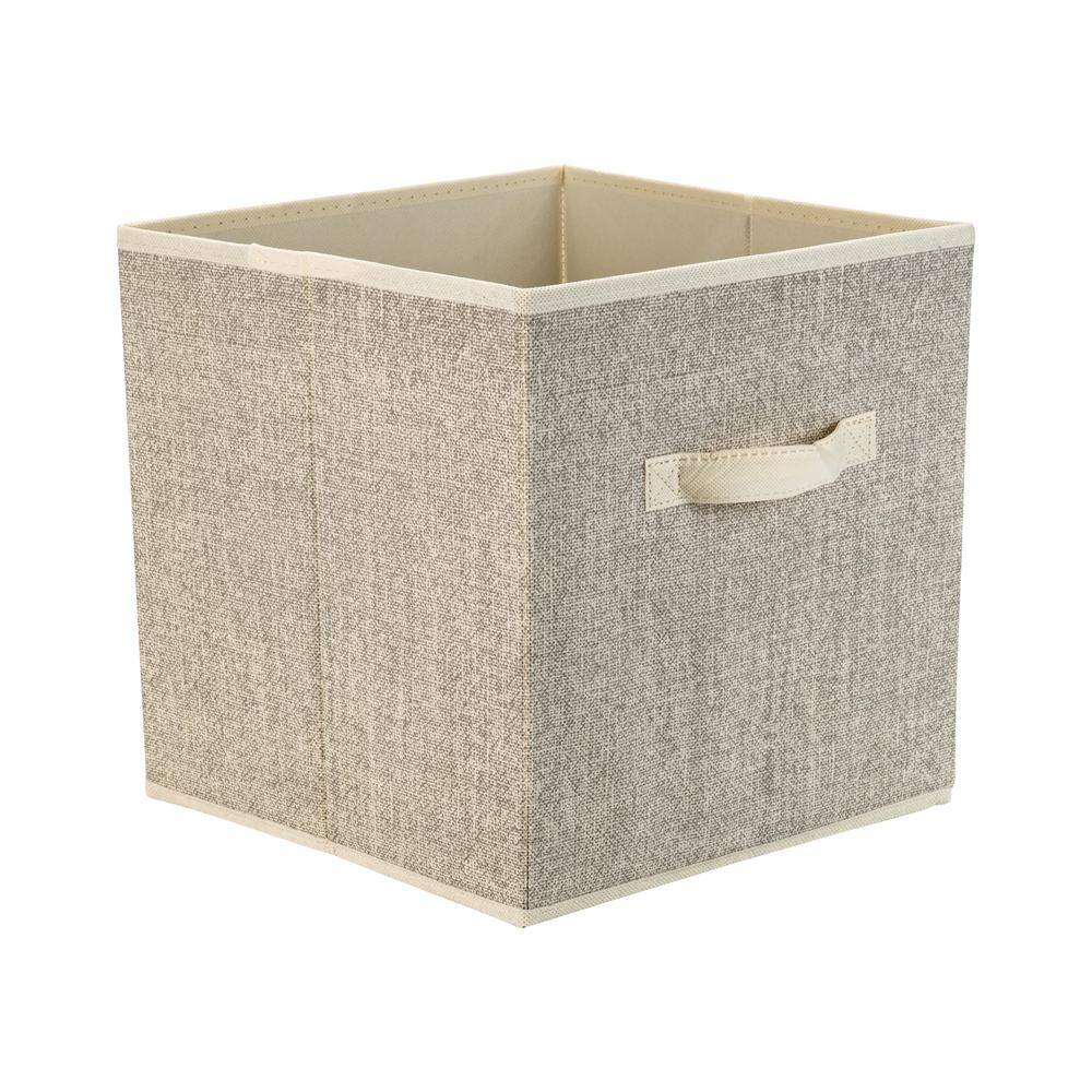 Simplify 12 in. H x 12 in. W x 12 in. D Beige Plastic Cube Storage Bin 25432-FEJ