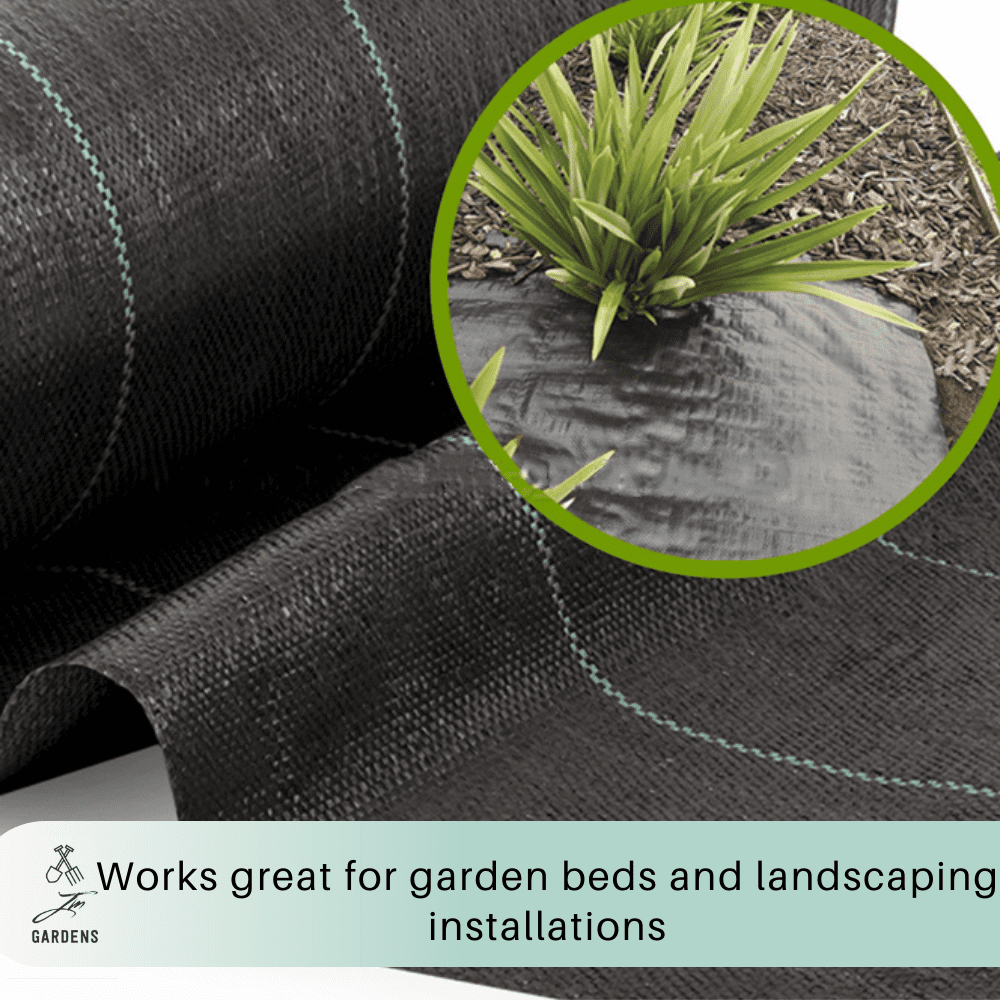 JM Gardens 3 ft x 100 ft Weed Barrier, Black Landscape Fabric, Weed Control Mat, 3.5 oz