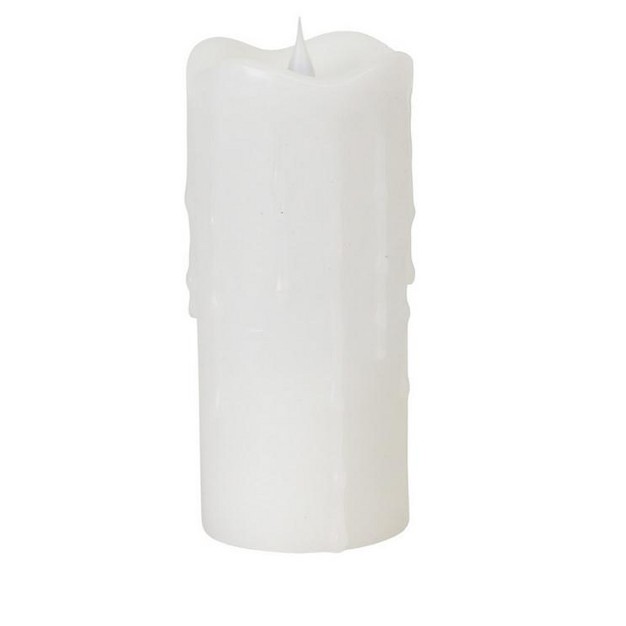 Prelit Led Simplux Flameless Wax Pillar Candle With Moving Flame White