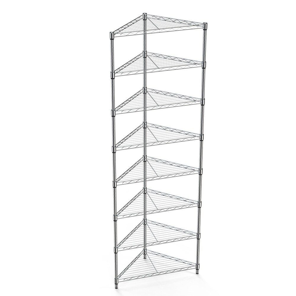 8 Tier Triangles Corners Wire Shelving Unit  NSF Height Adjustable Metal Storage Shelves  Heavy Duty Storage Wire Rack Shelves