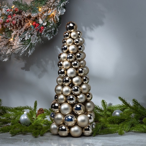 18 in Tall Gold Christmas Holiday Ornament Cone Tree