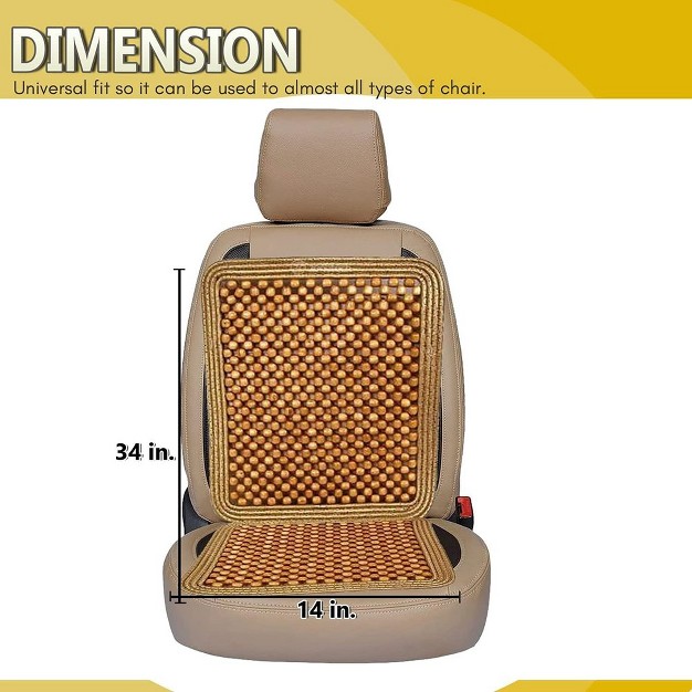 Zone Tech Set Of 2 Premium Quality Double Strung Natural Wooden Beaded Ultra Comfort Massaging Full Car Seat Cushion