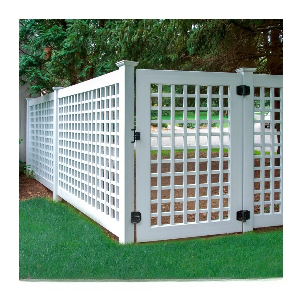 Decorate garden pvc white lattice fence