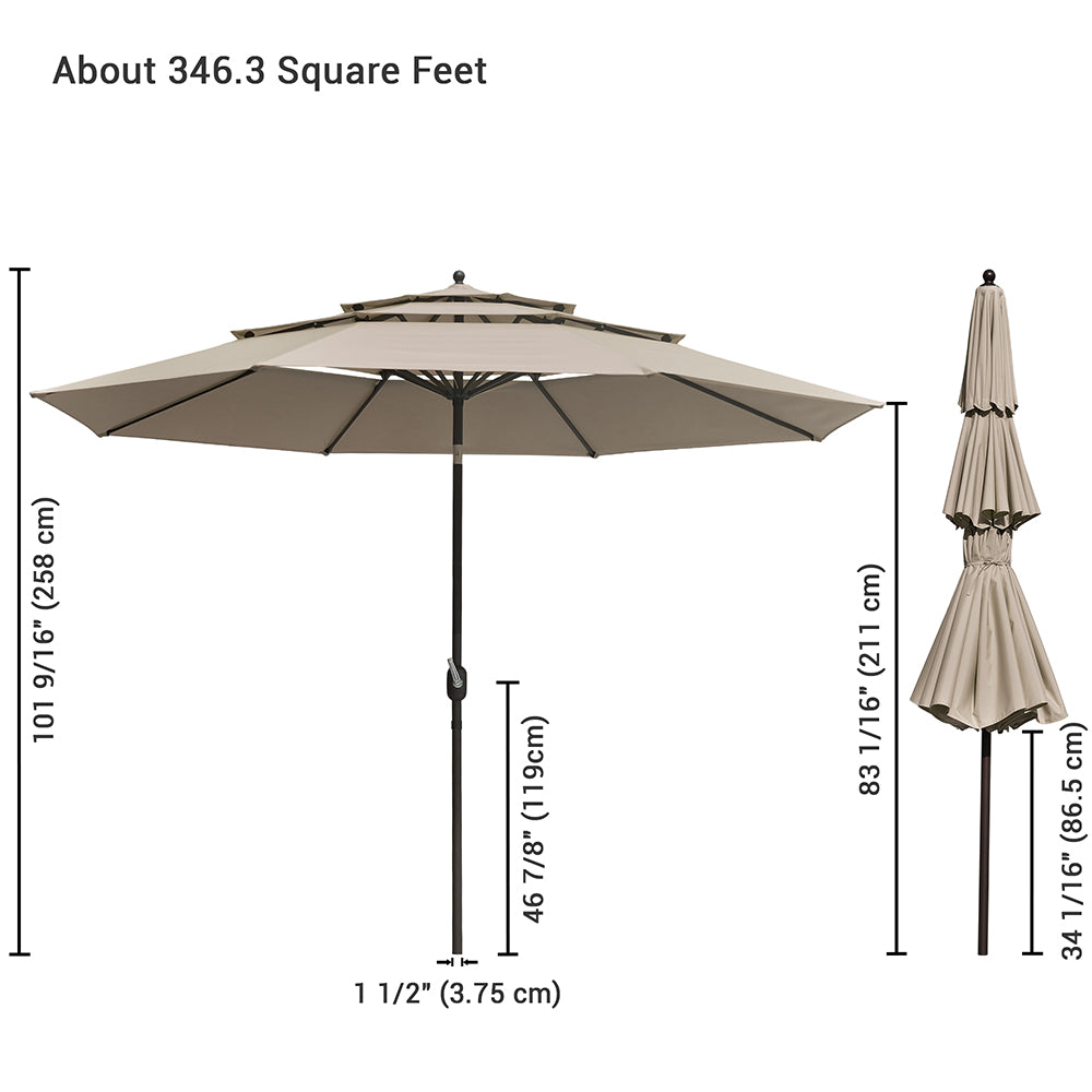 Yescom 11ft 8-Rib Patio Outdoor Market Umbrella 3-Tiered Tilt