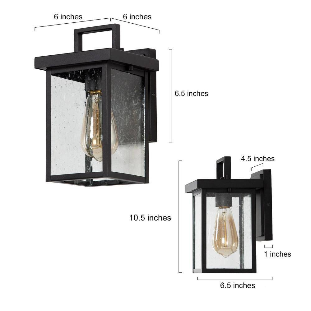 LNC Matte Black Outdoor Wall Light 1-Light Cage Modern Outdoor Wall Lantern Porch Wall Sconce with Seedy Glass ZRZIQMHD14122B7