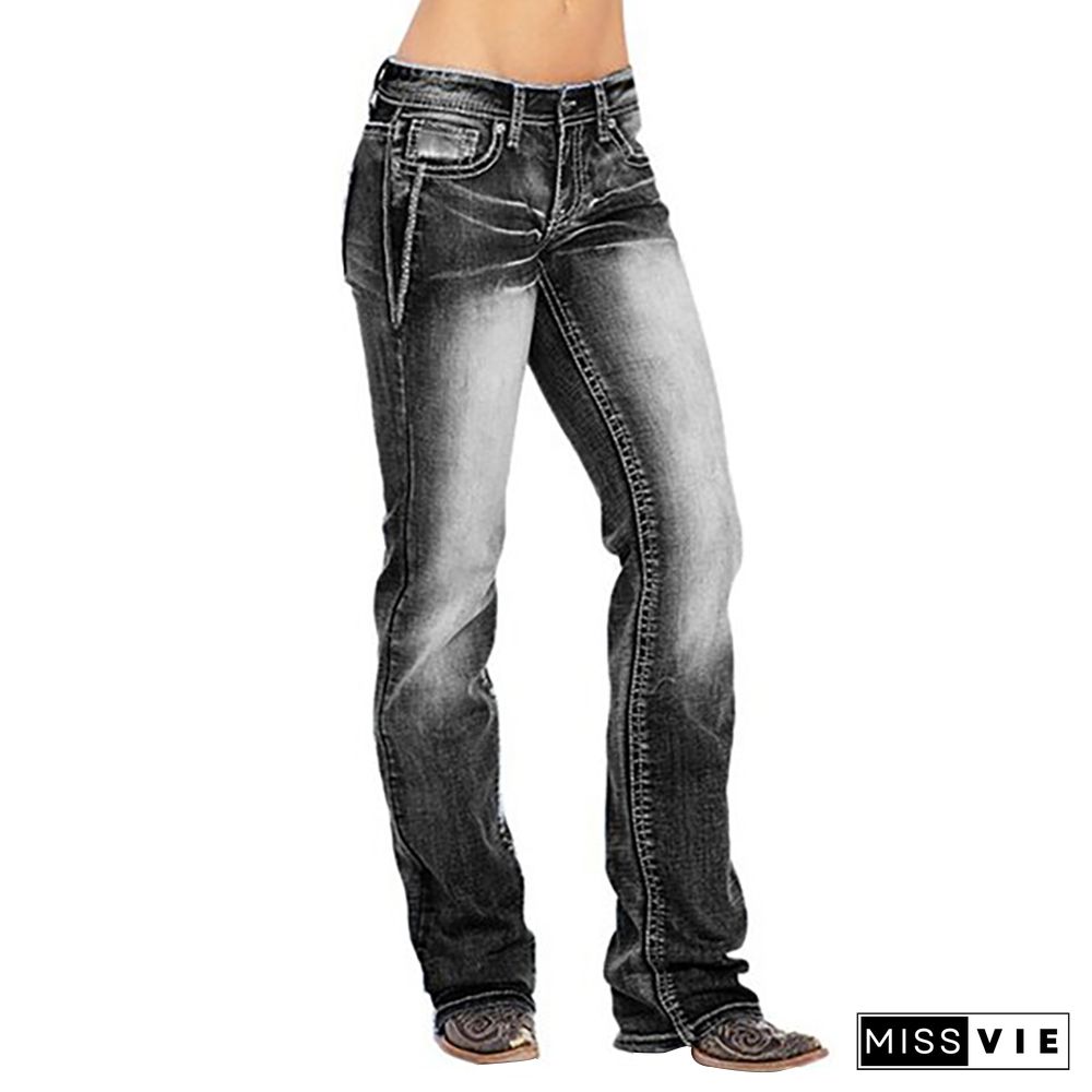 Black Straight Wash Jeans Pants