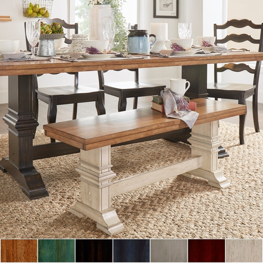 Eleanor Two Tone Trestle Leg Wood Dining Bench by iNSPIRE Q Classic