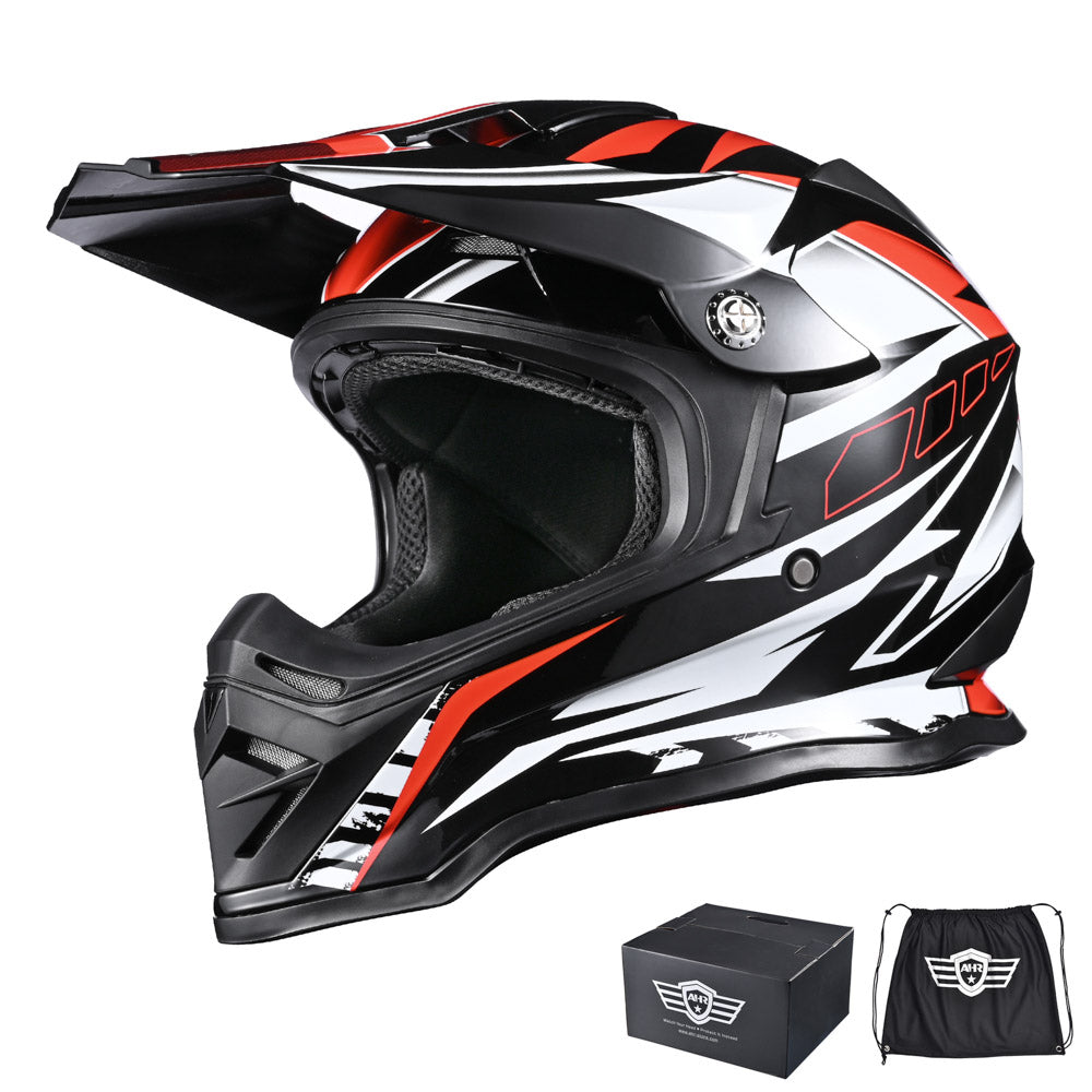 AHR DOT Dirt Bike Motocross Helmet Black Red