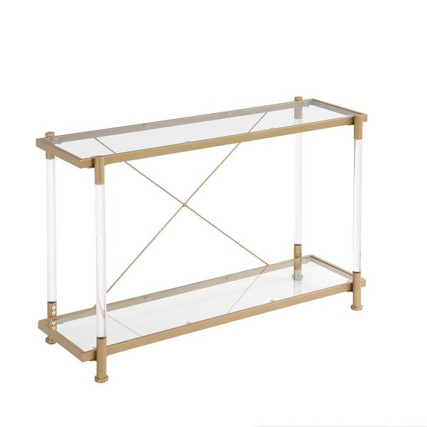 Modern Style Glass Console Table With Two shelves