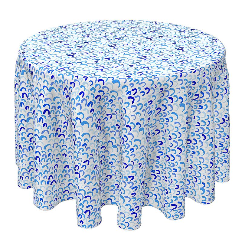 Round Tablecloth， 100% Cotton， 60 Round， Creative Brush Stroke Blue