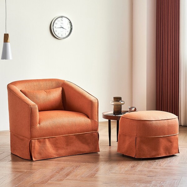 Swivel Barrel Chair With Ottoman，Swivel Accent Chairs Armchair for Living Room