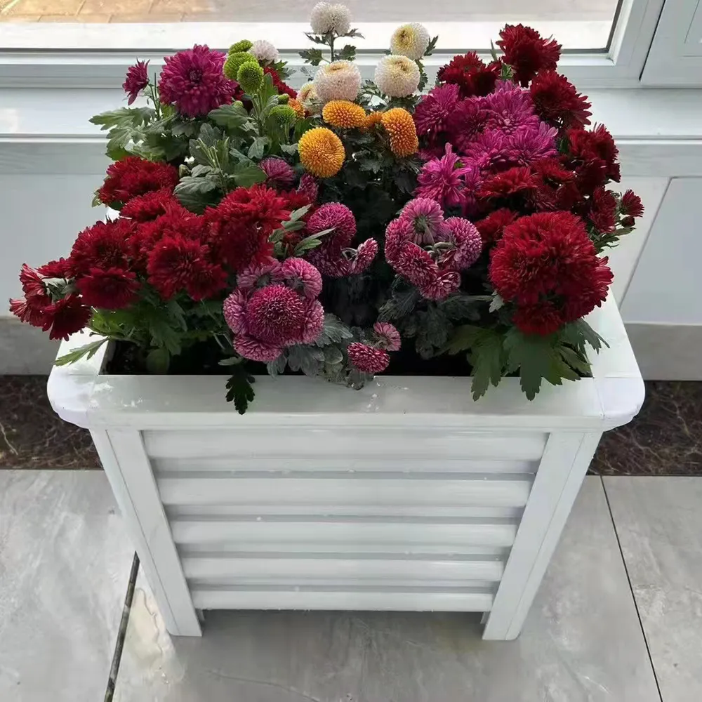 Outdoor White Light Weight Planter Box Large Aluminum Planter Pots Modern Style Planting Trees and Flowers