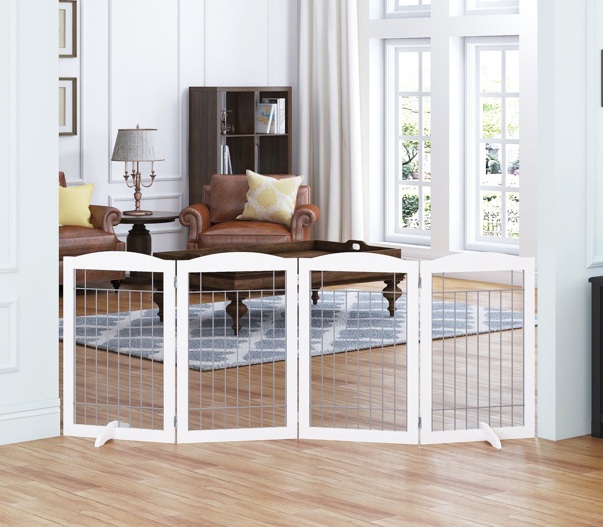 Spirich Freestanding Foldable Wire Dog Gate