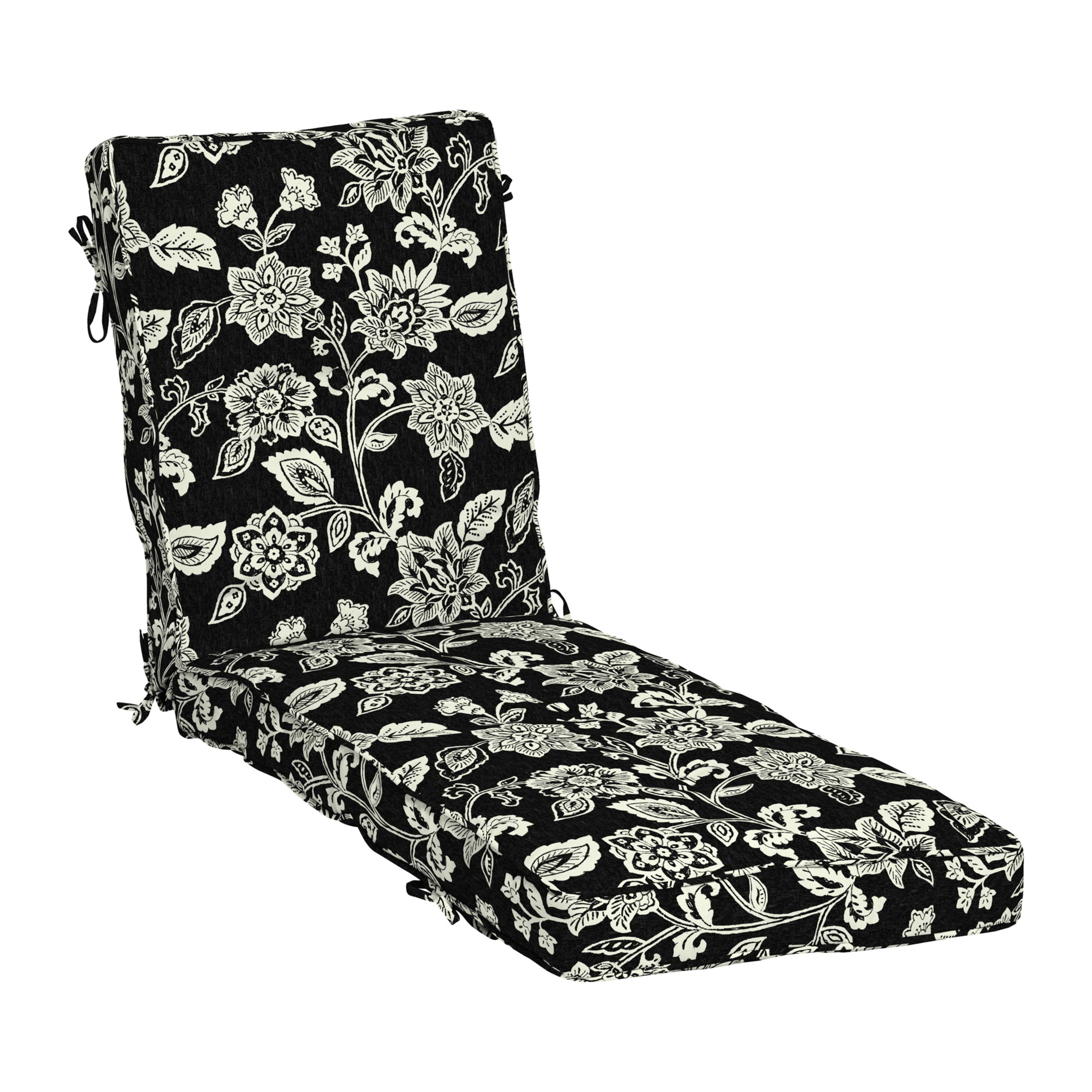 Arden Selections PolyFill Outdoor Chaise Lounge Cushion 76 x 22， Ashland Black Jacobean