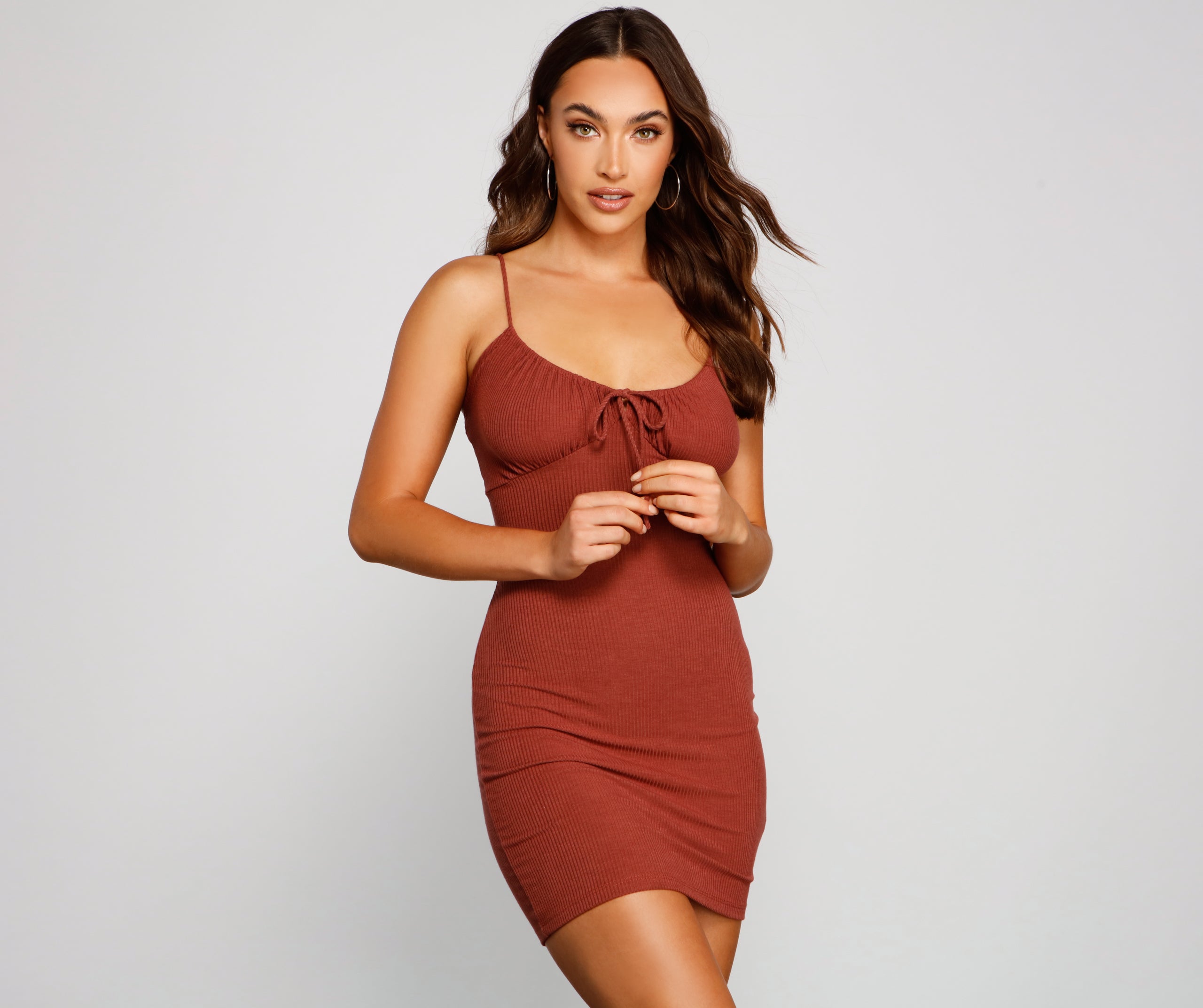 What's The Scoop Ribbed Knit Mini Dress