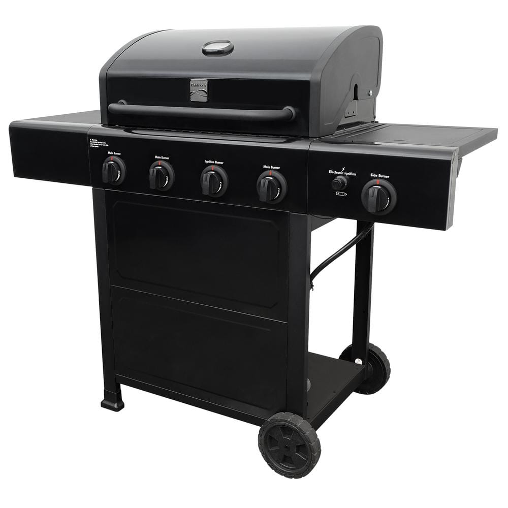 KENMORE Kenmore 4 Burner Open Cart Propane Gas BBQ Grill with Side Burner, Black PG-40406SOL-1