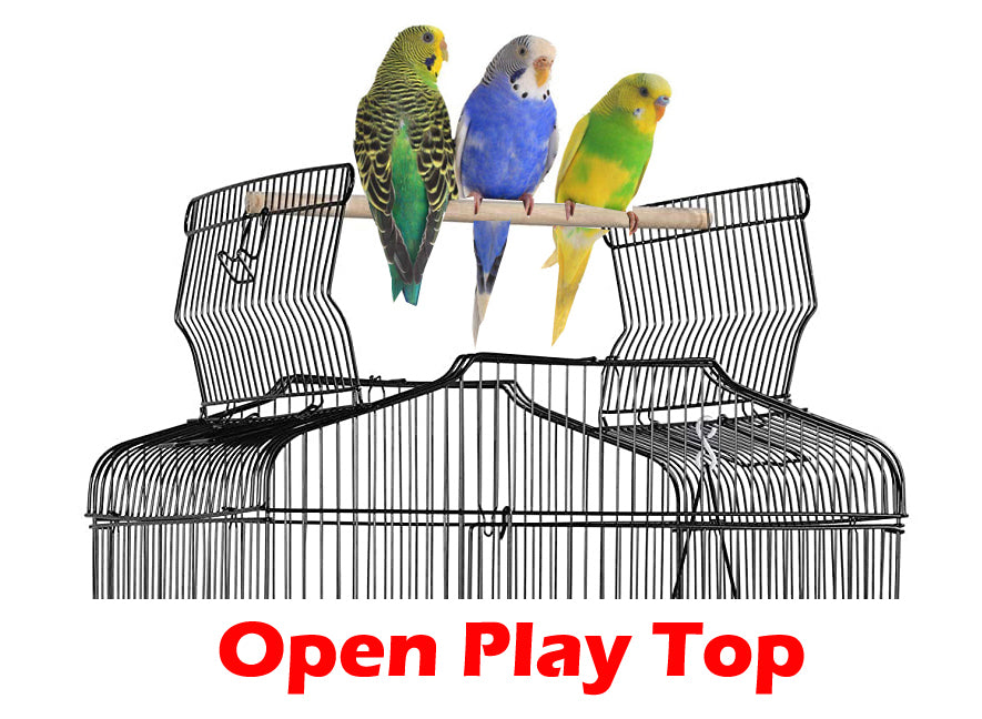 Large 64-inch Open Top Parakeet Lovebirds Flight Cage 10-Step Walk Ladder 2 Hook Play Toys With Rolling Stand for Finches Canaries Cockatiels Budgie Parrotlet Conures Pet Birdcage