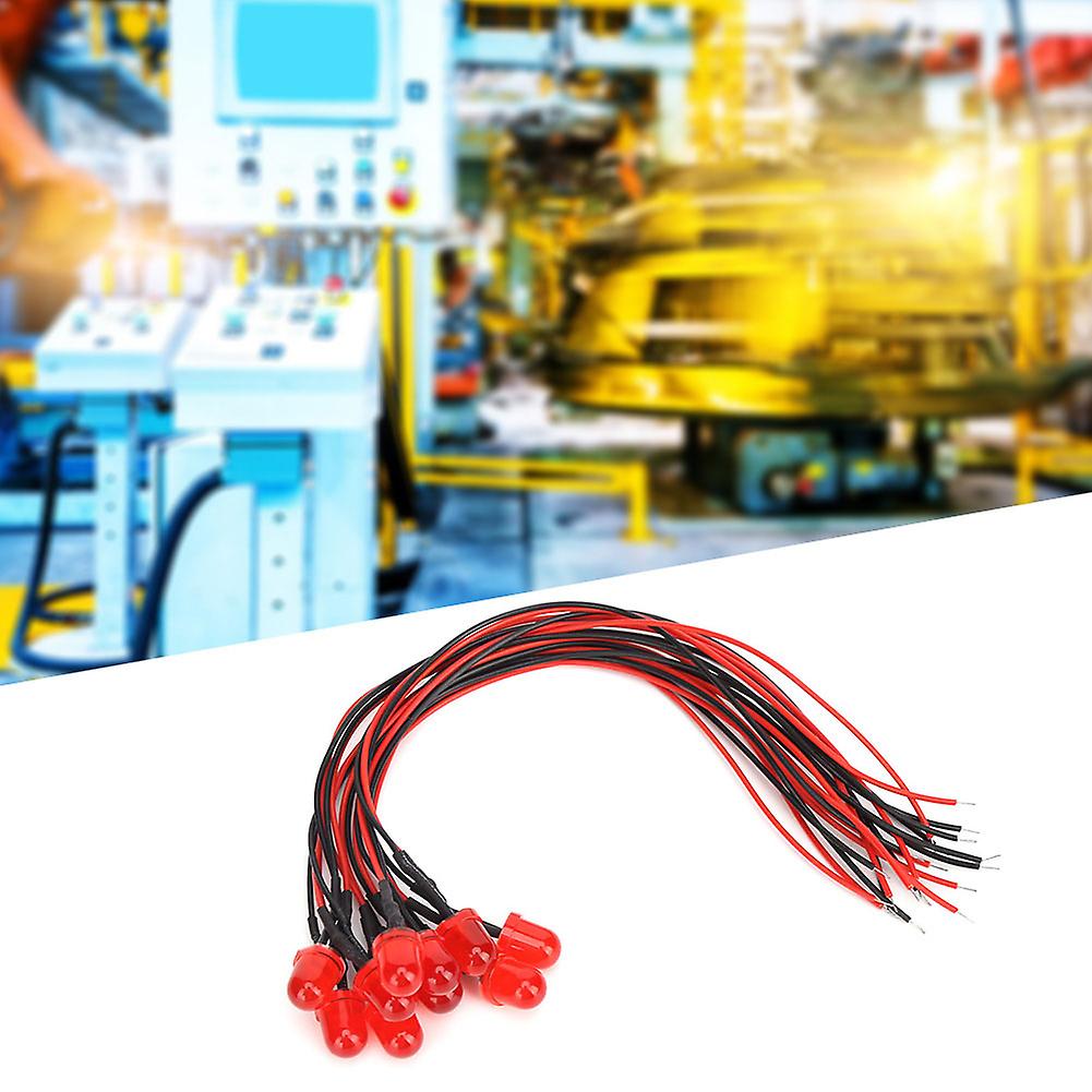 50pcs 12v 8mm Bright Chromatic Led Lamp Beads With 20cm 26awg Lead For Electrical Conductivityred andamp; Red