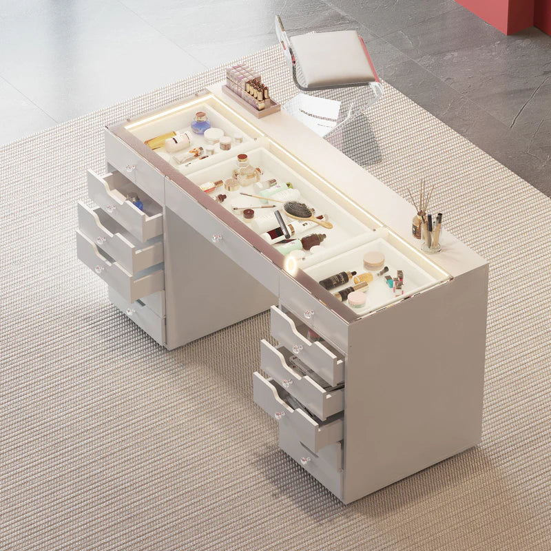 Eva Vanity Desk - 13 Storage Drawers   VNT-EVA-A01-WHT