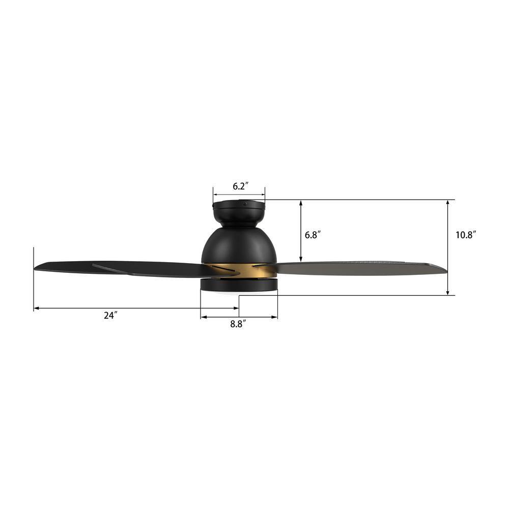 CARRO Levi 48 in. Dimmable LED IndoorOutdoor Black Smart Ceiling Fan with Light and Remote Works with AlexaGoogle Home HS485Q5-L12-B2-1-FM