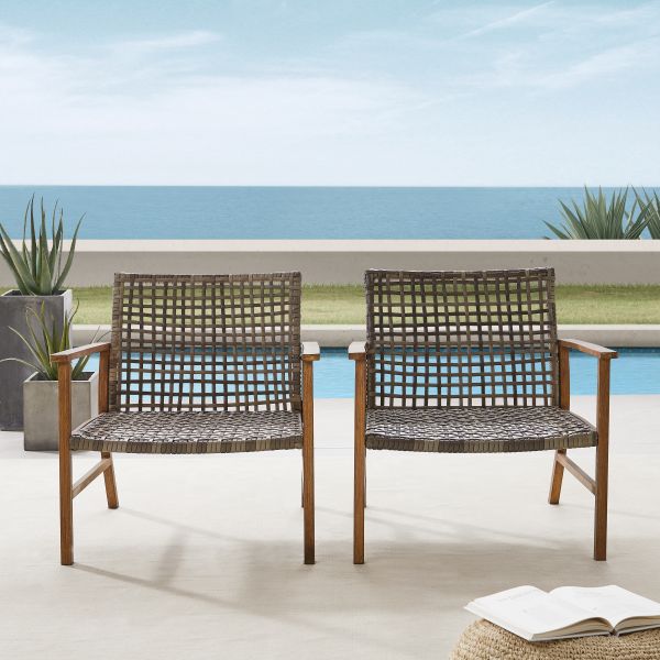 Ridley 2Pc Outdoor Wicker And Metal Armchair Set