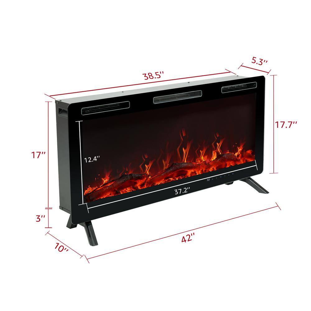 FLAMESHADE 42 in. Wall-Mount Electric Fireplace in Black with Infrared Remote and Touch Screen FSEFWTJ42AI2N