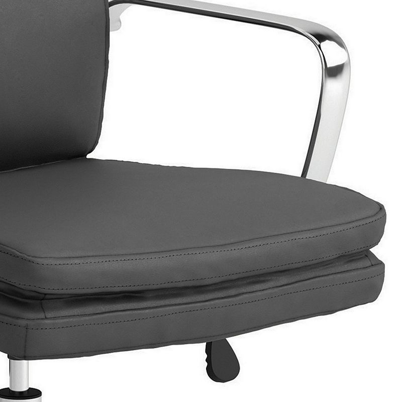 Padded Panel Back Office Chair with Horizontal Stitching， Gray