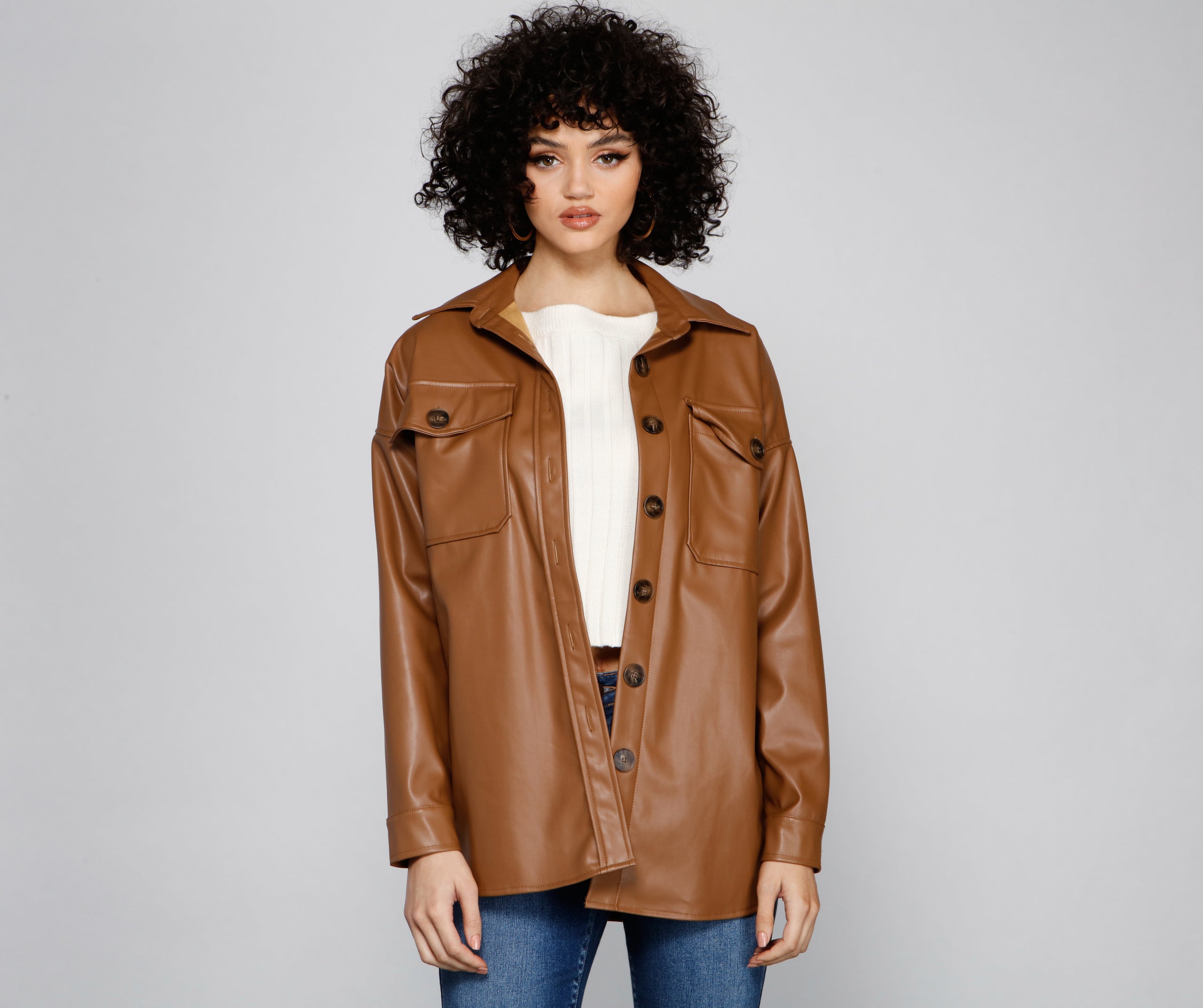 Essential Faux Leather Long Shacket