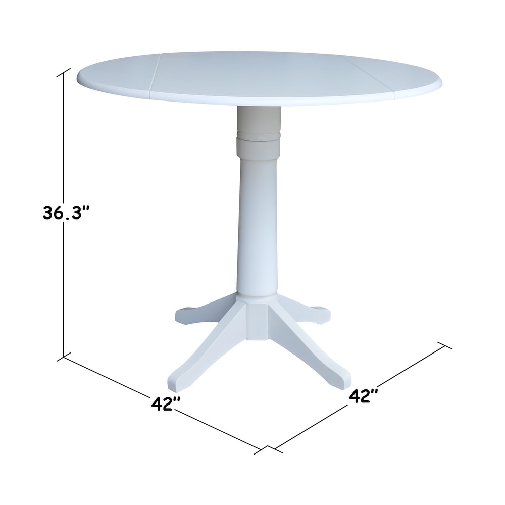 42 in. Round Top Dual Drop Leaf Pedestal Dining Table