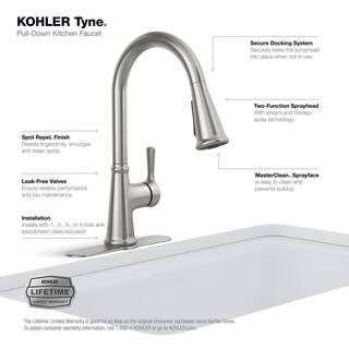 KOHLER Tyne Single-Handle Pull-Down Sprayer Kitchen Faucet in Vibrant Stainless K-R21415-VS