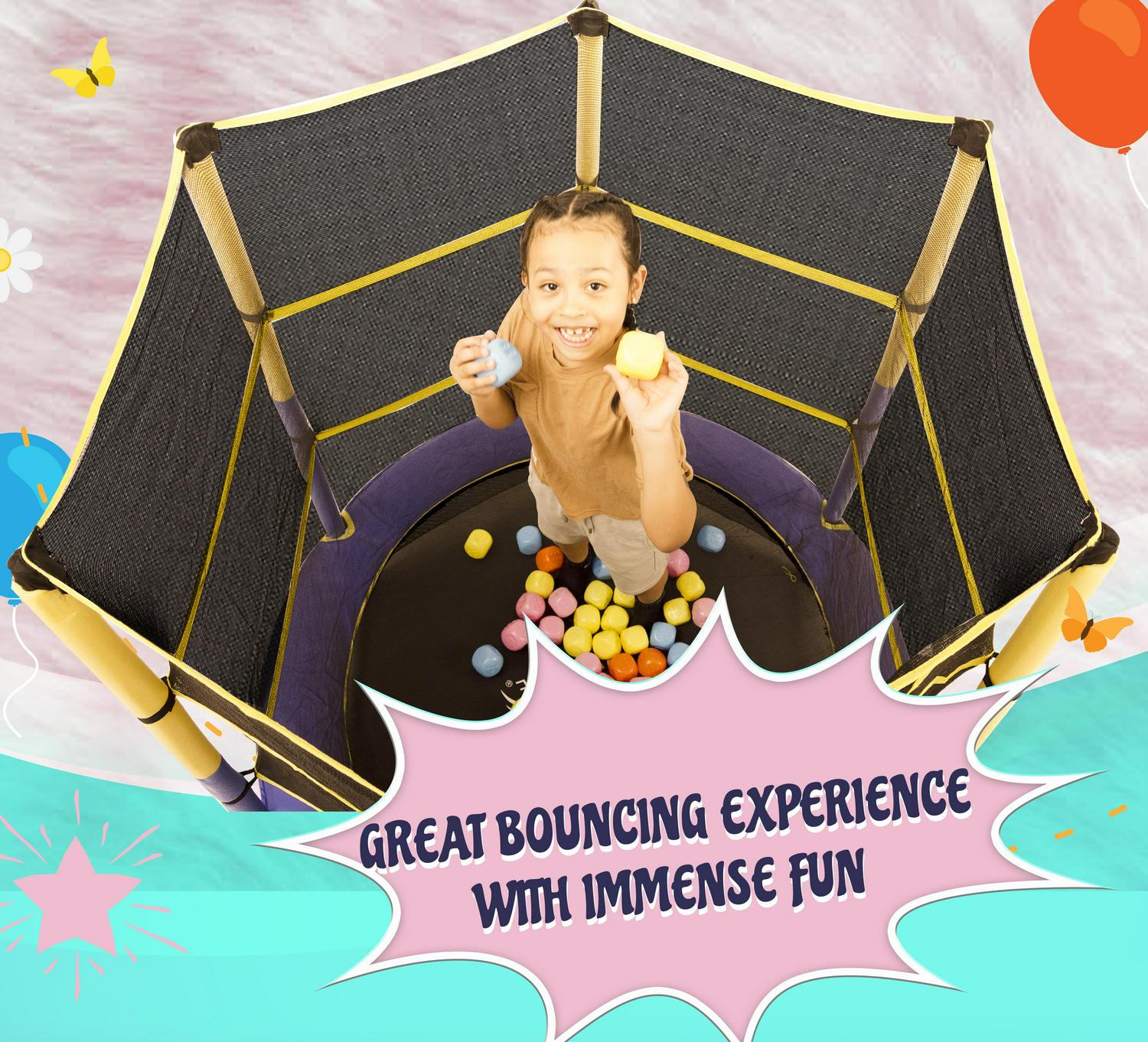 Machrus Upper Bounce 55 Kiddy Trampoline and Enclosure Set  Easy Assembly