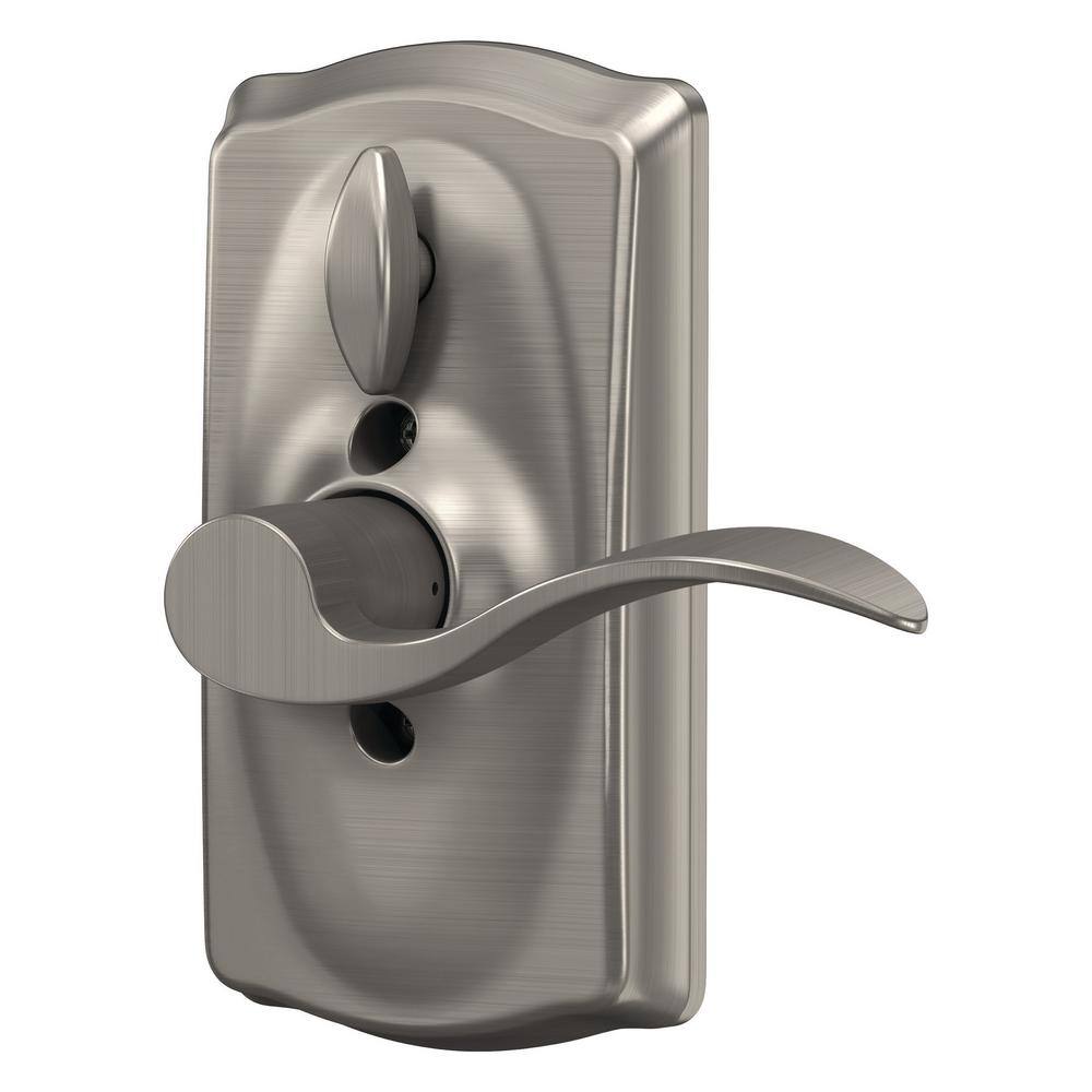 Schlage Camelot Satin Nickel Electronic Keypad Door Lock with Accent Handle and Flex Lock FE595 V CAM 619 ACC