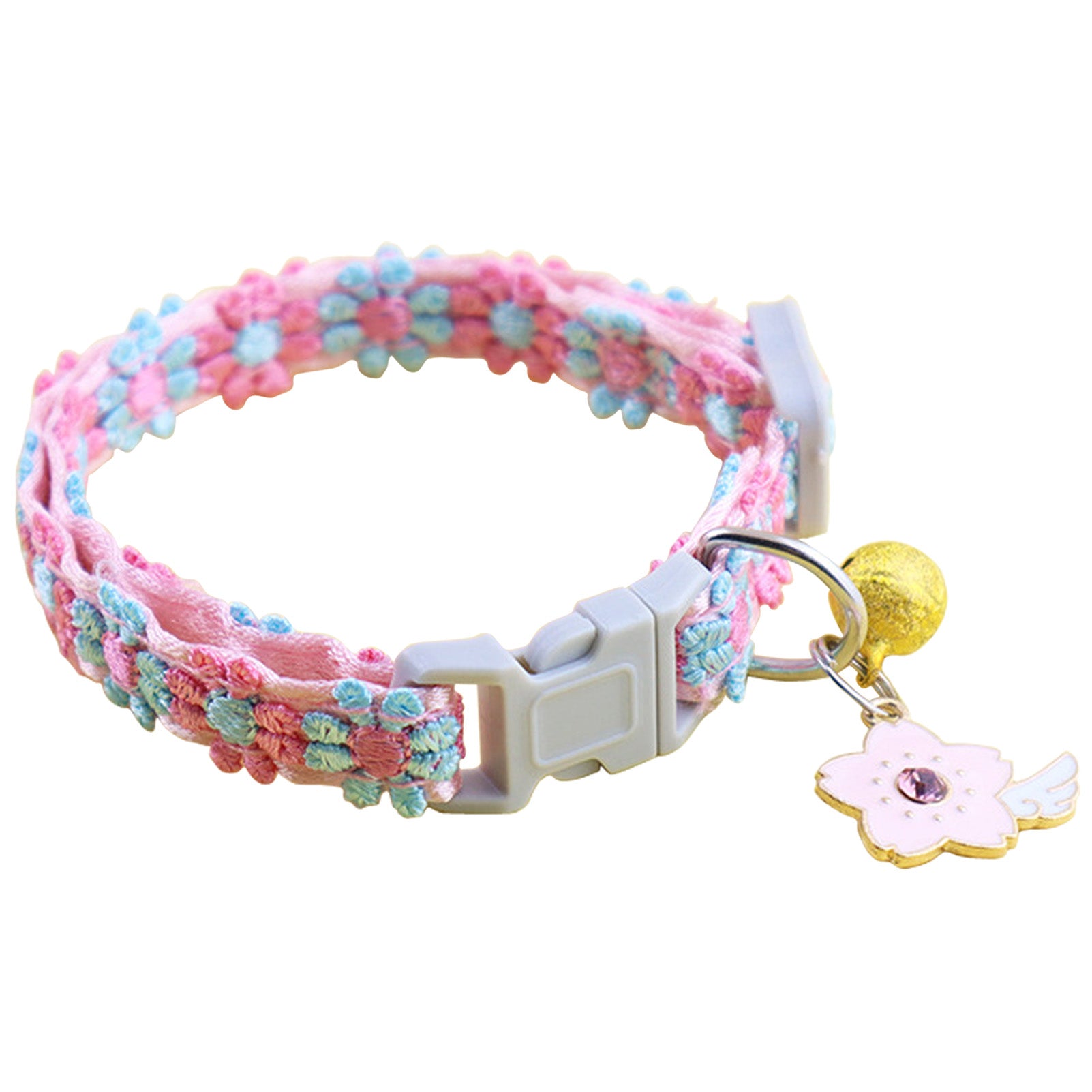 CHBORLESS 3 Pcs Colourful Flowers Cat Collar with Bell Adjustable Kitten Collar