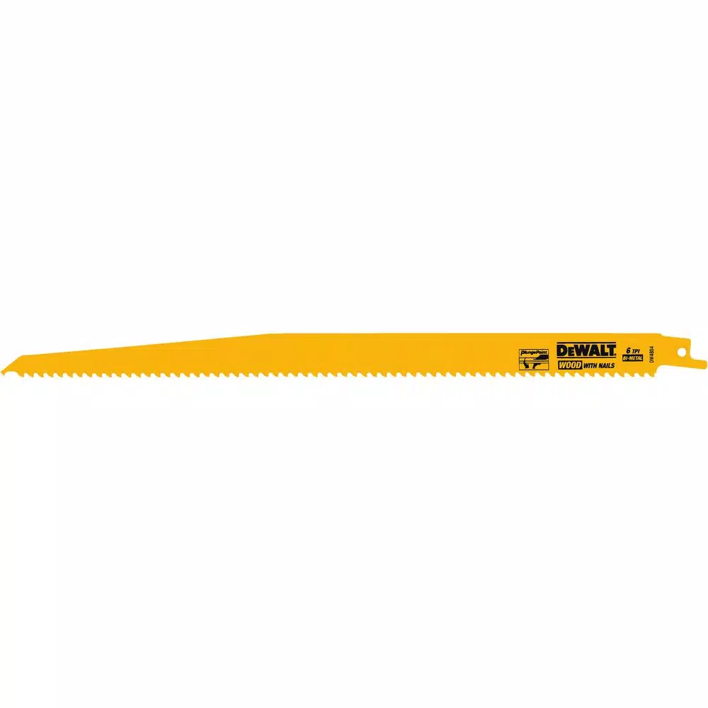 DEWALT 12 in. 6 Teeth per in. Taper Back Bi-Metal Reciprocating Saw Blade (5-Pack) and#8211; XDC Depot