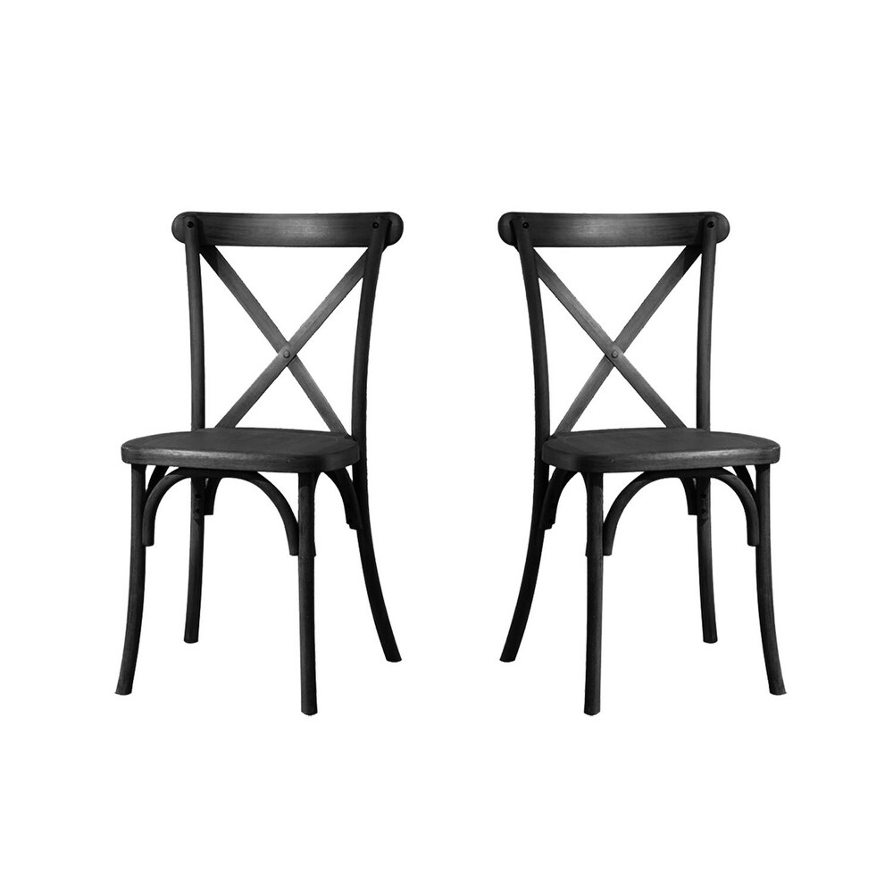 Modern Farmhouse Black/ Natural/ White Resin X Back Side Chair Dinning Chair