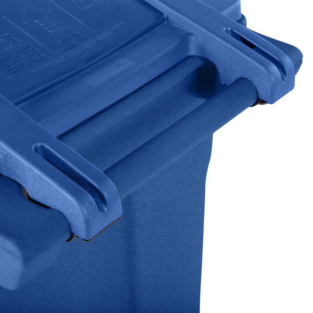 Toter 32 Gal. Blue Trash Can with Quiet Wheels and Attached Lid ANA32-57311