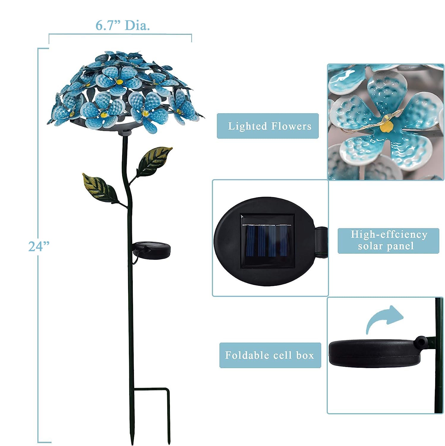 Westcharm Solar Hydrangea Stake Light with 26 LEDs for Garden Decoration (Blue)