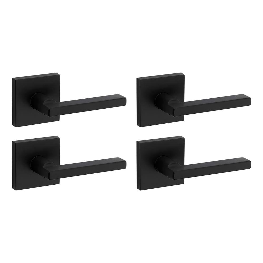 Kwikset Halifax Square Matte Black HallCloset Door Lever (4-Pack) 720HFLSQT5144PK