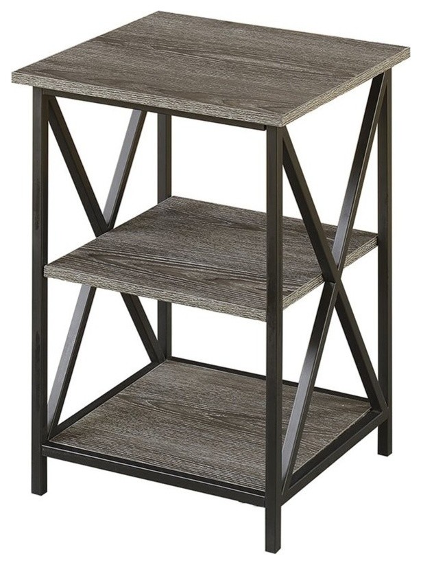 Convenience Concepts Tucson Three Tier End Table in Weathered Gray Wood Finish   Industrial   Side Tables And End Tables   by ShopFreely  Houzz