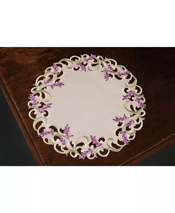 Xia Home Fashions Lavender Lace Embroidered Cutwork Round Placemats 15 Round Set of 4