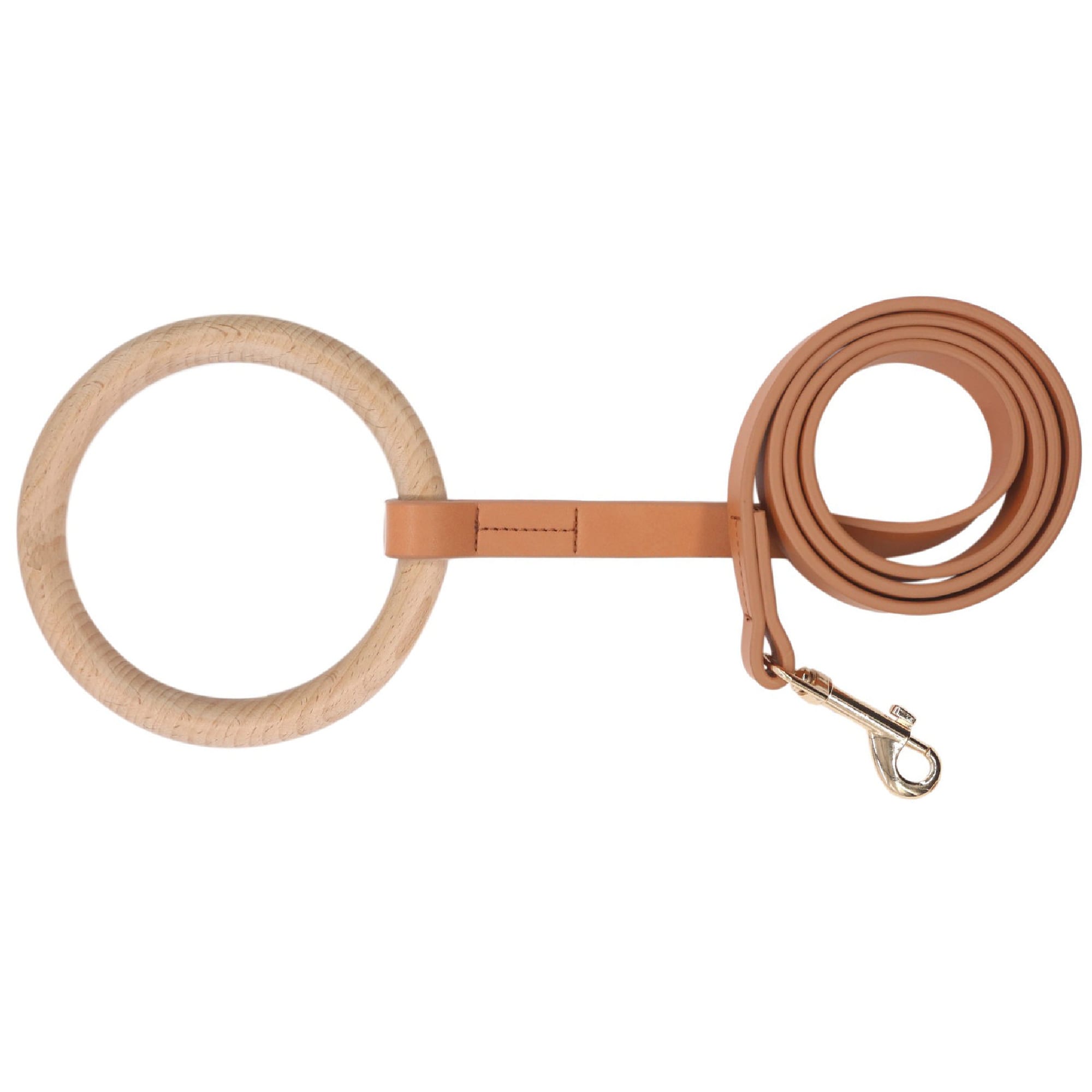 Pet Life Brown Ever-Craft Boutique Series Beechwood and Leather Designer Dog Leash， 4 ft.