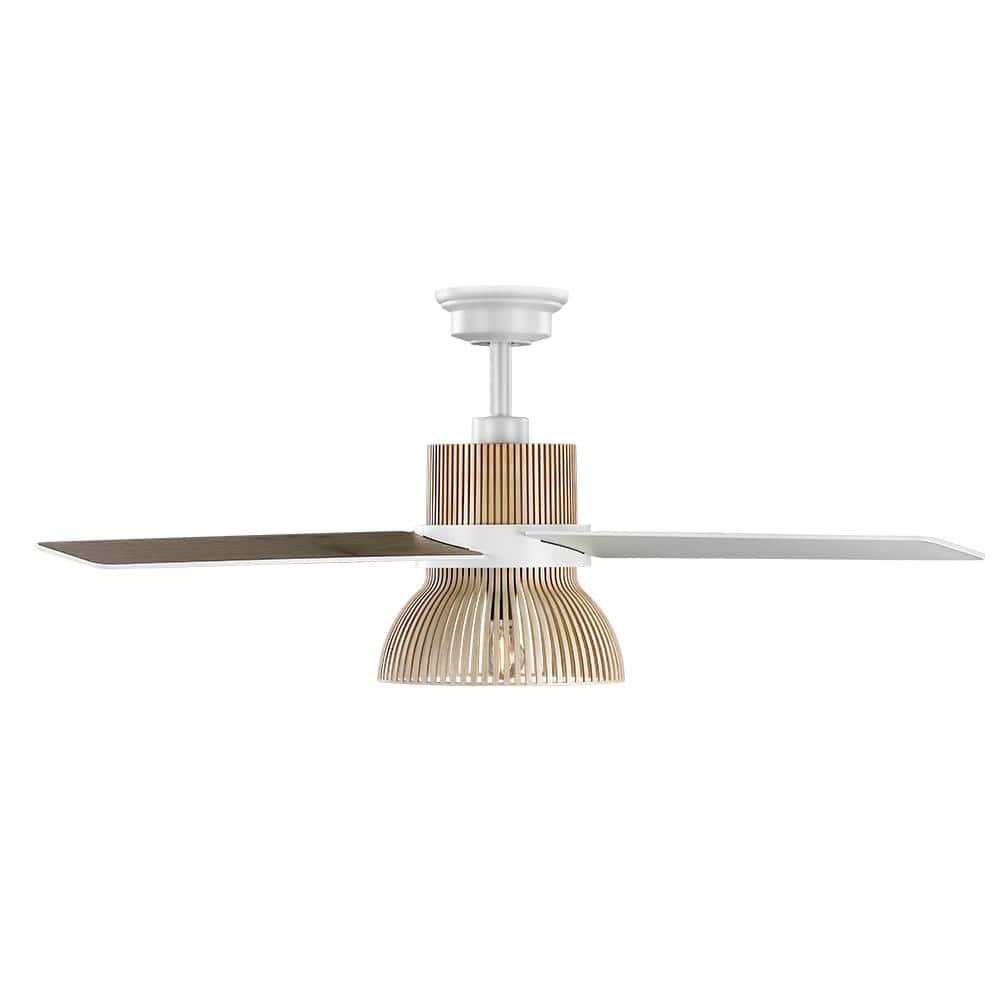 Home Decorators Collection Savannah 52 in Indoor LED Matte White Dry Rated Ceiling Fan with 4 Reversible Blades Light Kit and Remote Control